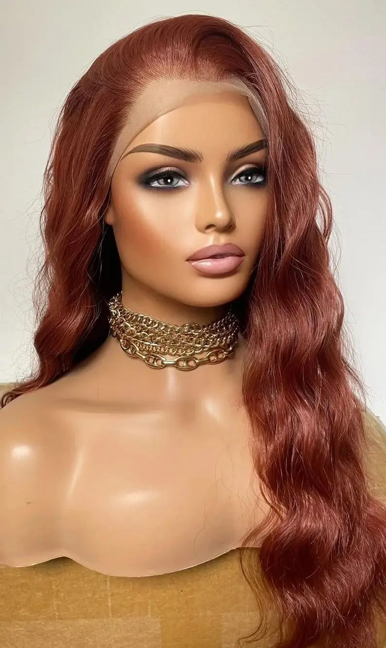 شعر مستعار بني محمر الجسم موجة الدانتيل الباروكة الأمامية 13x4 HD الدانتيل الباروكات غلويليس الدانتيل شعر مستعار أمامي الاصطناعية قبل قطعها شعري طبيعي