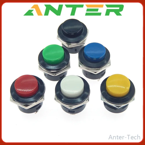 Interruptor de botón momentáneo, 2 piezas, 16mm, 6A/125VAC 3A/250VAC, interruptores redondos R13-507