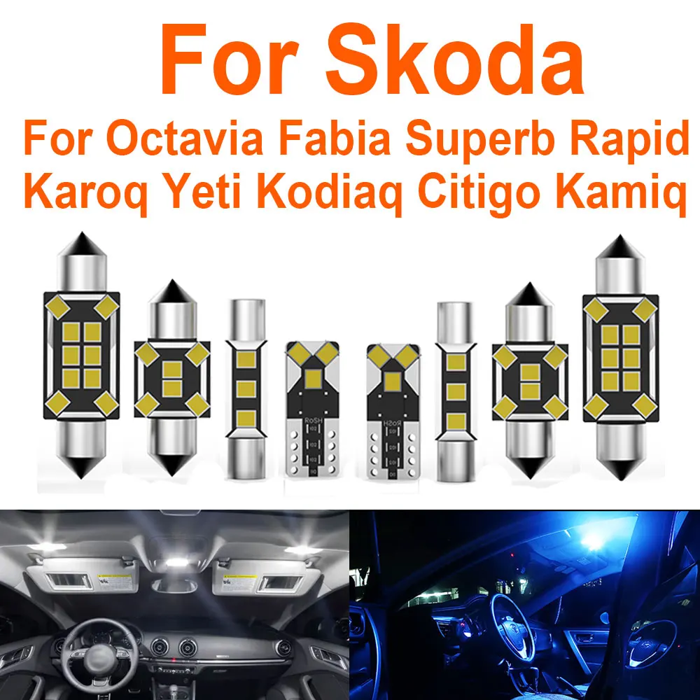 

Комплект внутреннего освещения ABRIGHT Canbus LED для Skoda Octavia Fabia Superb Rapid Karoq Yeti Kodiaq Citigo Kamiq Roomster MK1 MK2 MK3