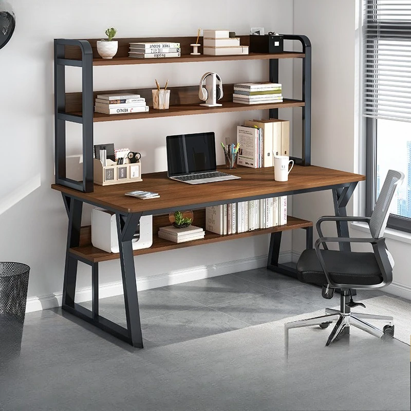 Stable Computer desk desktop desk bookshelf integrated writing desk household small apartment simple hole board desk