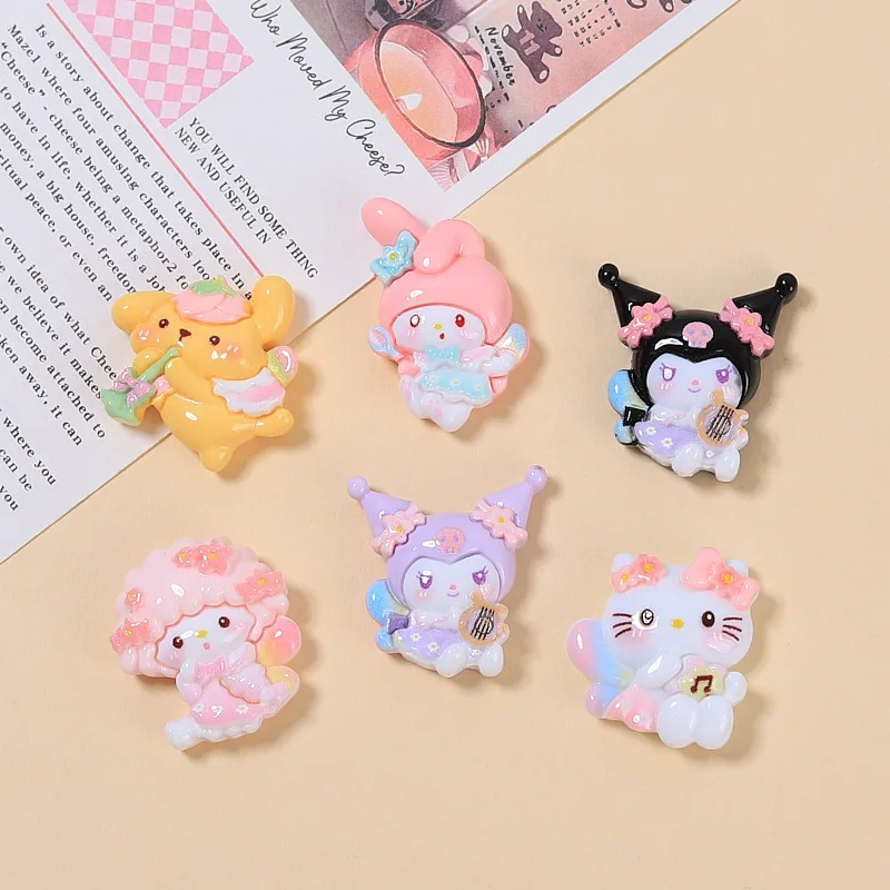 100 sztuk Cartoon Sanrio impreza muzyczna Flatback kaboszony z żywicy na spinkę do włosów Scrapbooking DIY Decor akcesoria rzemieślnicze