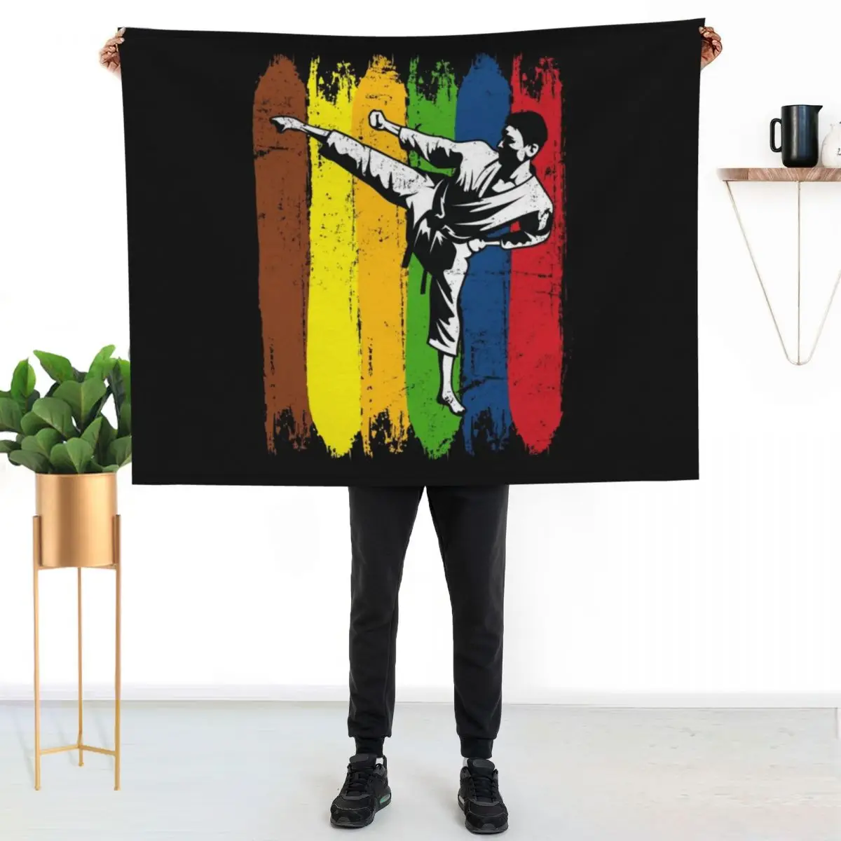 Karate fighter karate Throw Blanket Soft Warm Blanket Gift for Men Women Adults