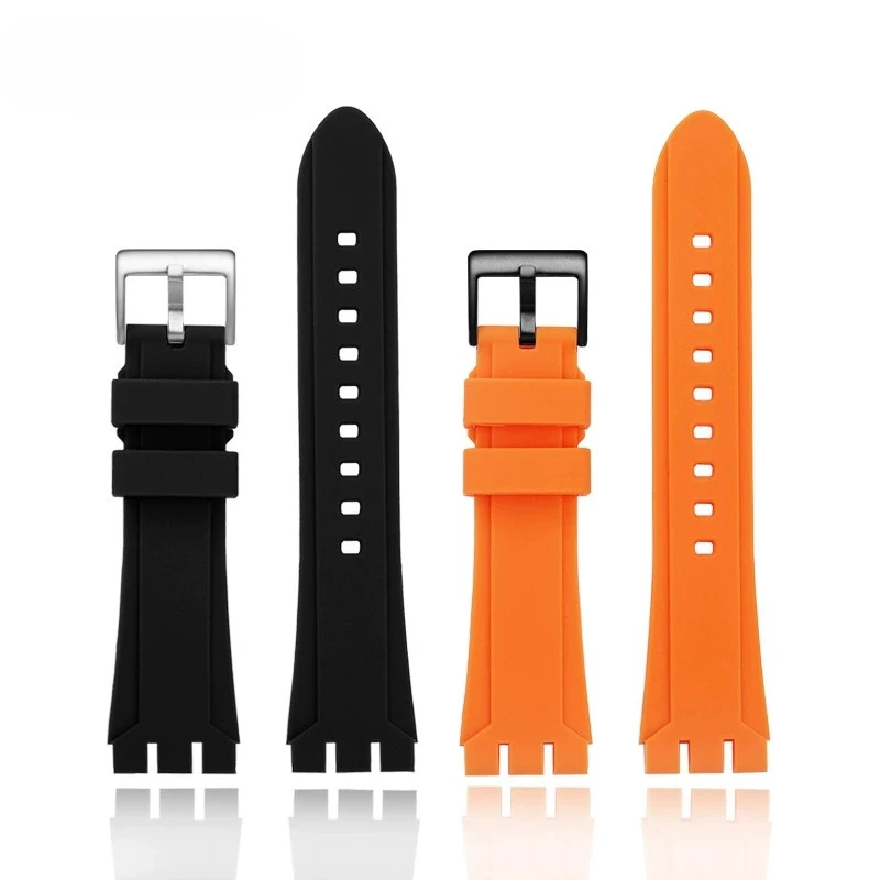 19mm 21mm Men silicone watch strap For Swatch YVS YCS YAS YGS rubber watchband Waterproof Outdoor Sports Wrist Band accessories