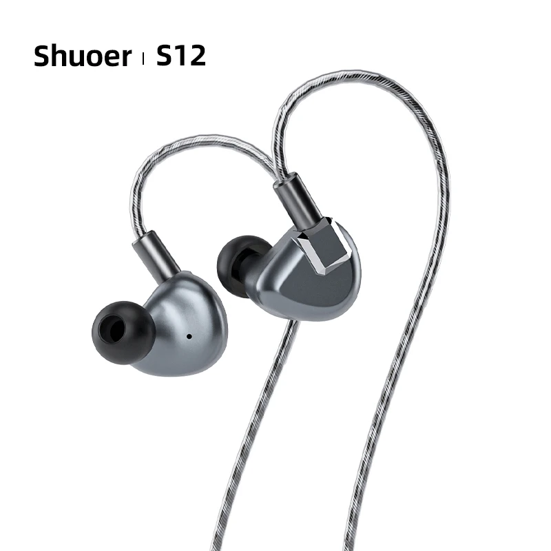 Shuoer S12 IEM Earphone Hifi 14.8mm, Headphone dalam telinga transduser magnetik Planar 102dB 3.5mm 4.4mm seimbang 0.78mm pin ganda