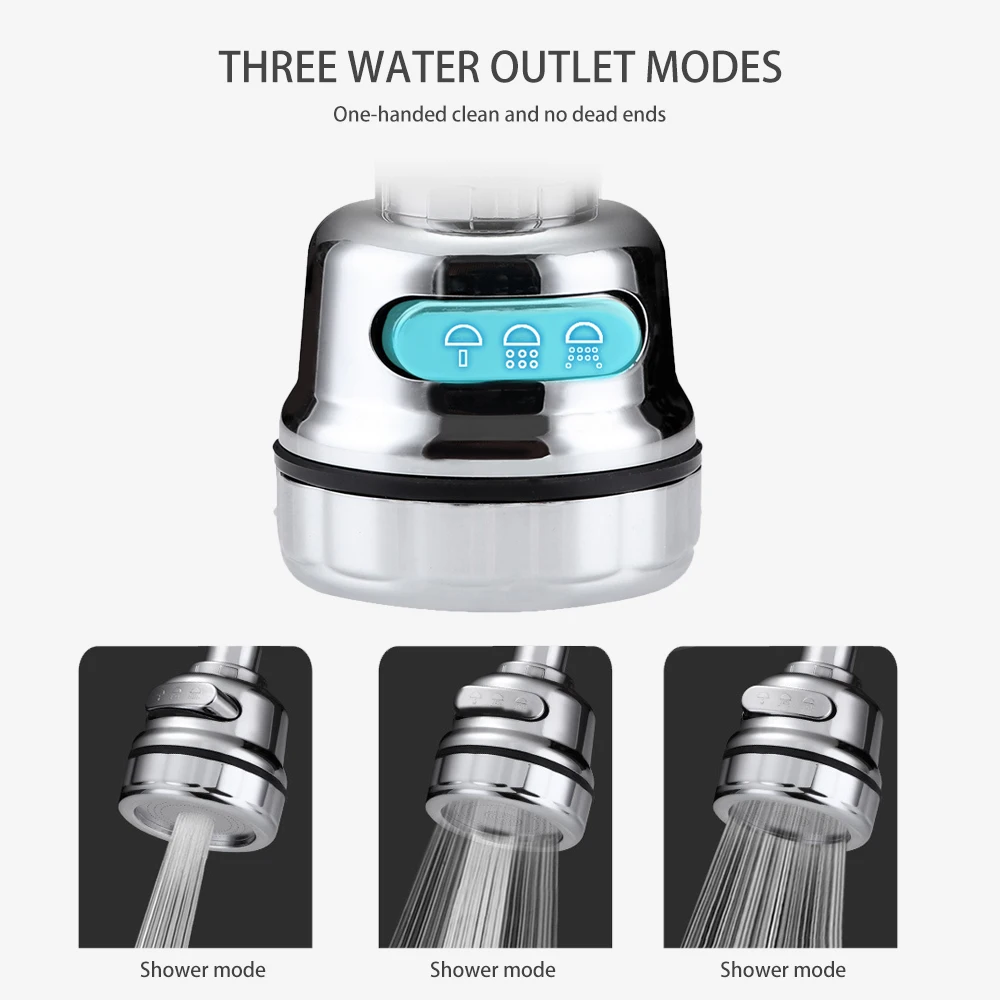 Faucet Adapter Aerator 3 Modes 360 Rotatable Bubbler High Pressure Faucet Filter Extender Water Saving Tap Nozzle Kitchen Gadget