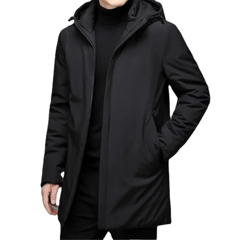 Winter Middle-aged and Elderly Men\'s Hooded Solid Color Oversized Thickened Warm Cotton Jacket