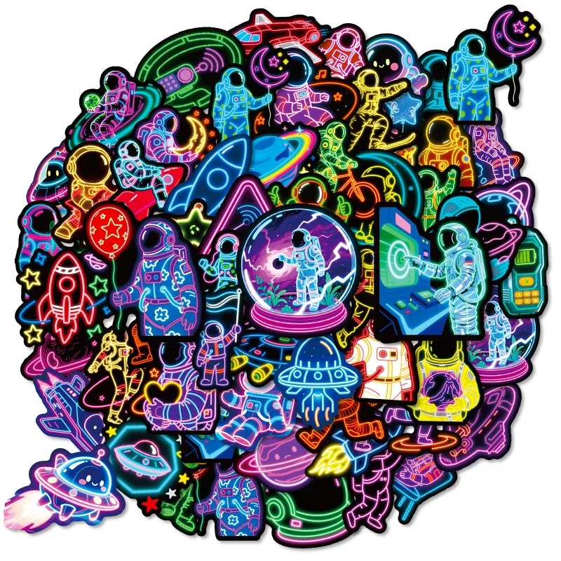 56 Stück Cartoon Persönlichkeit Neon Astronaut kreative Doodle dekorative Aufkleber