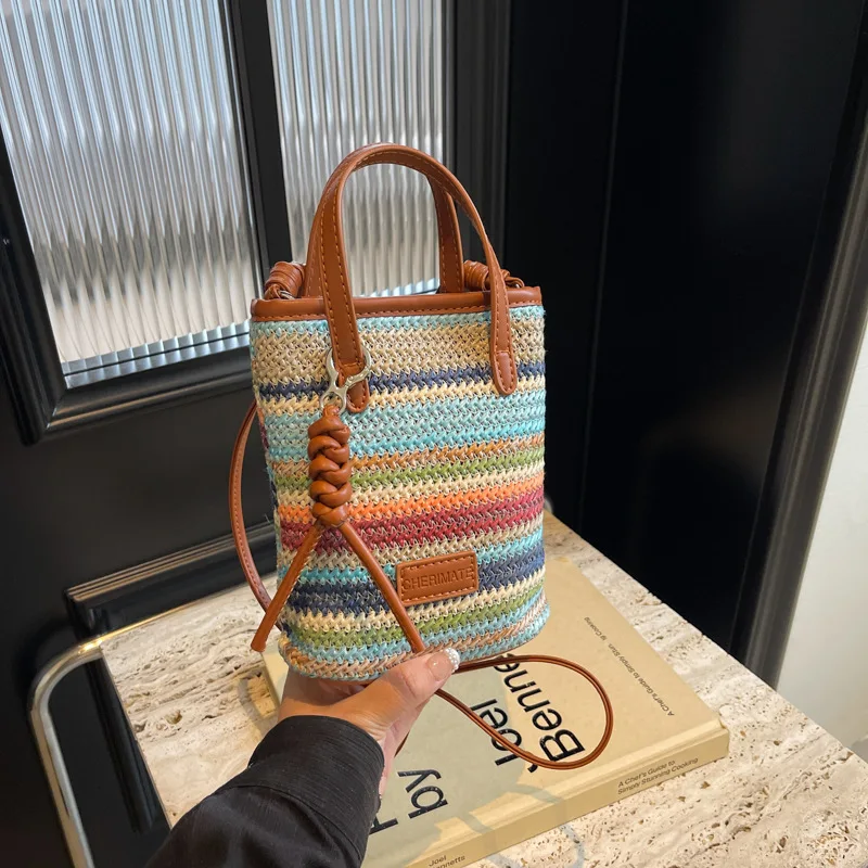 

Новые летние сумки через плечо, женские богемные тканые сумки ручной работы, модные мини-сумки через плечо для мобильных телефонов, пляжная сумка для отпуска