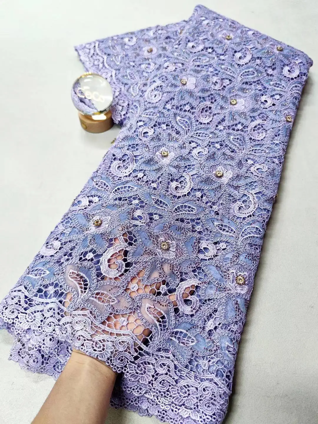 أحدث أقمشة الدانتيل الأفريقي 2025 جودة عالية، أقمشة قطنية بالمتر، التطريز، حجر الراين، الكتان، فستان الزفاف، تول، 5 ياردات #1