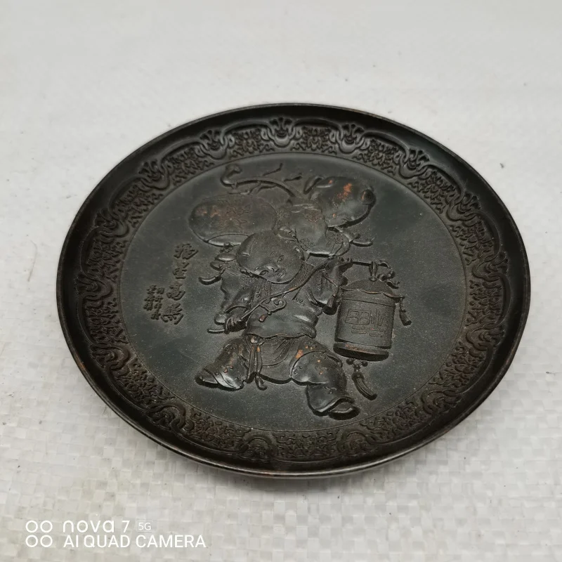Antique Thickened Copper Qing Dynasty Made Fortune Star Shines Alloy Plate Collectible Old Item