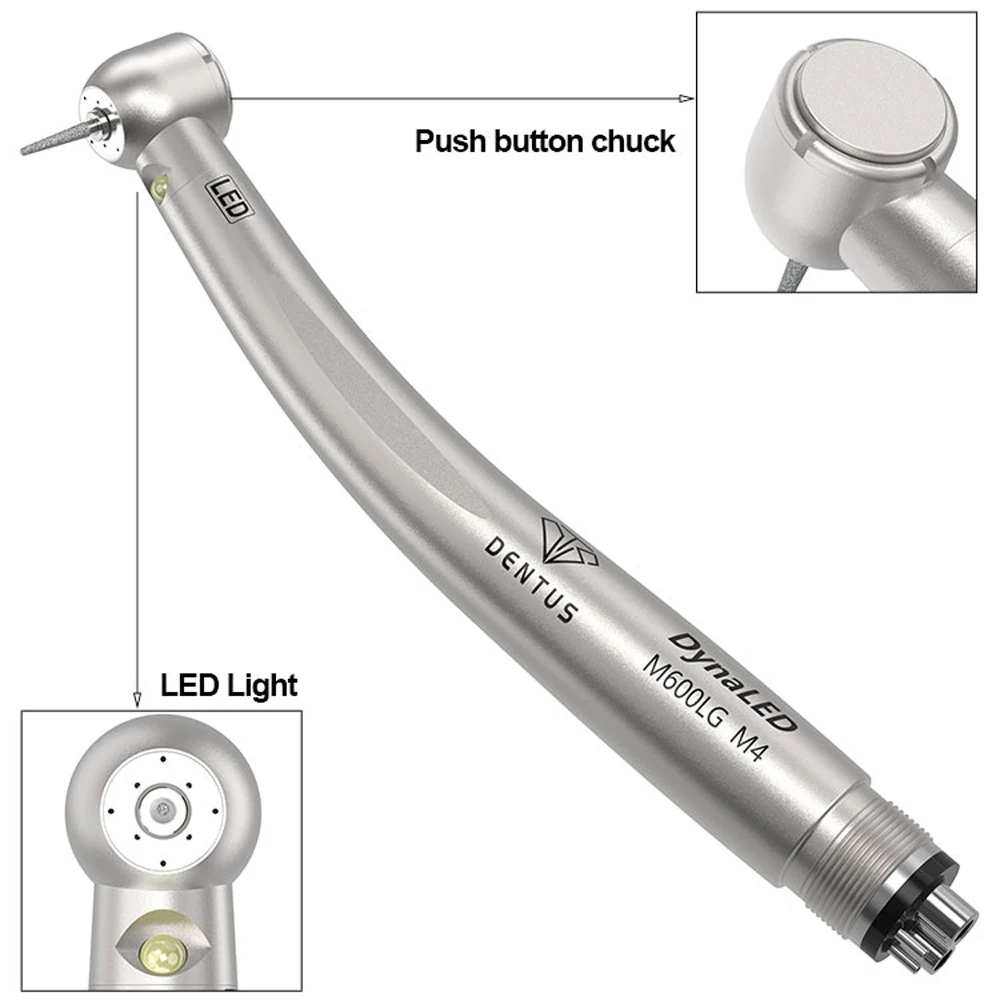 Handpiece DynaLED alta velocidade com botão de luz, ferramenta dentista, odontologia, turbina de ar, 2 furos, 4 furos, Air Max, M600LG