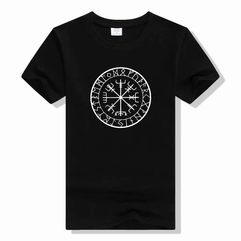 Vegvisir Futhark Runes Navigator Valhalla Odin celtic norse mythology Short Sleeve T Shirt for men Crazy TShirt o-Neck print tee