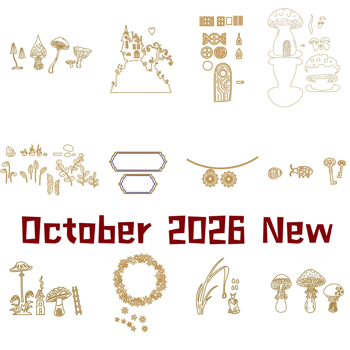 October 2026 New Mushroom Frog Fower Wreath Metal Cutting Dies For DIY Scrapbook Craft Decoration Embossing Template Supplies