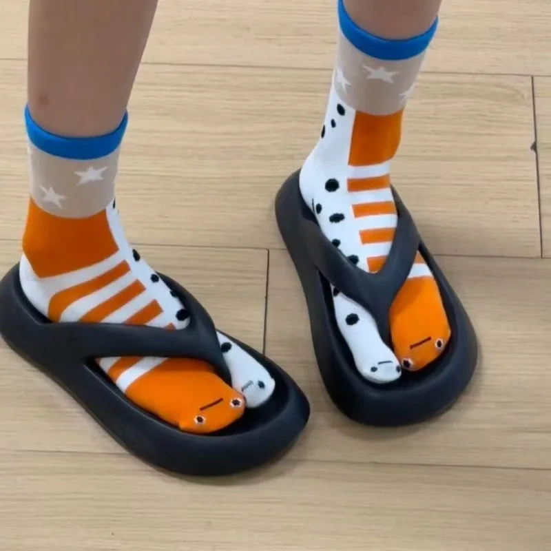 Neue 2-Paar niedliche, aalförmige, getrennte Zehensocken für Mädchen, lustige, tägliche Heimgebrauch, dünne Baumwoll-Mid-Tube-Paarsocken