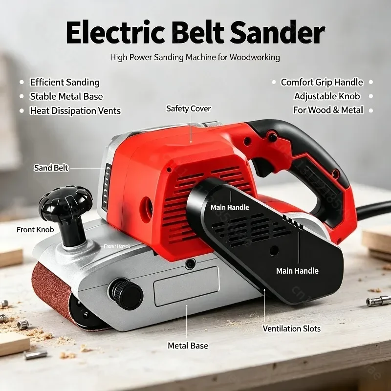 Mini Reversible Belt Sander, Handheld Wood Sanding Polishing Machine, Household Furniture Grinding Power Accessories