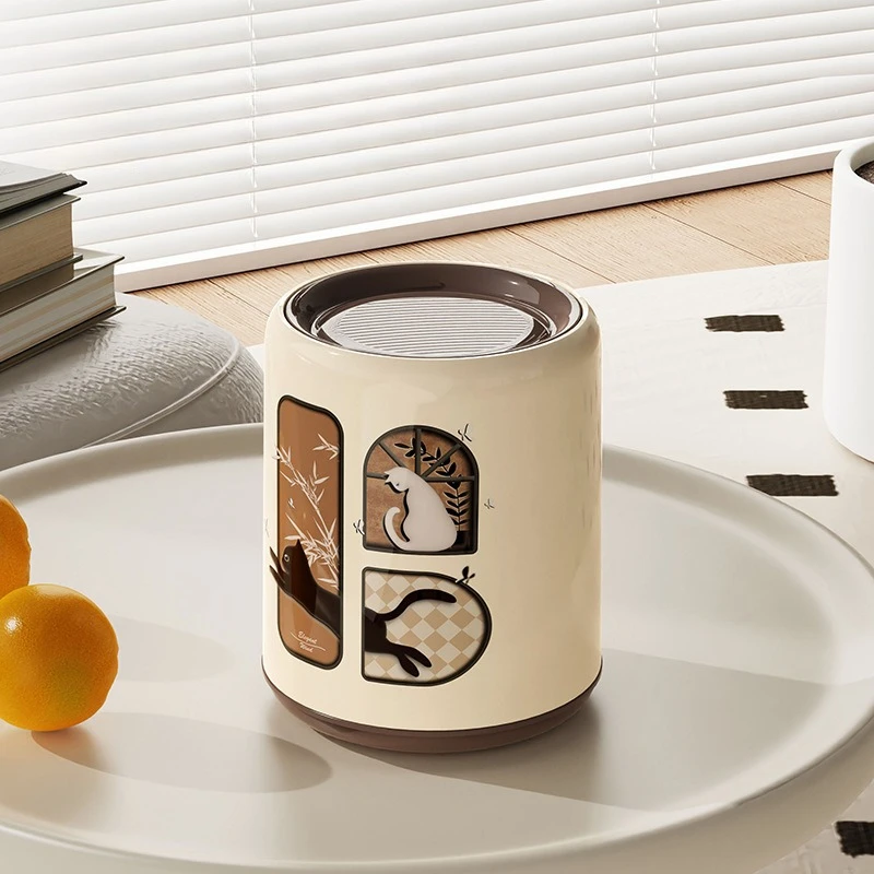 Desktop Trash Can, Countertop Large Capacity Retro High Value Creative New Home Cute Big Shaking Cover
