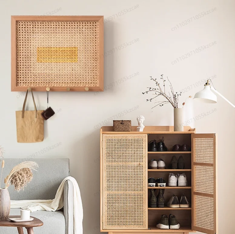 Nordic Rattan Weaving Electricity Meter Box Flip Design Wall Stickers, Home Decoration, Clothes Hook, Electric Switch, Occlusion