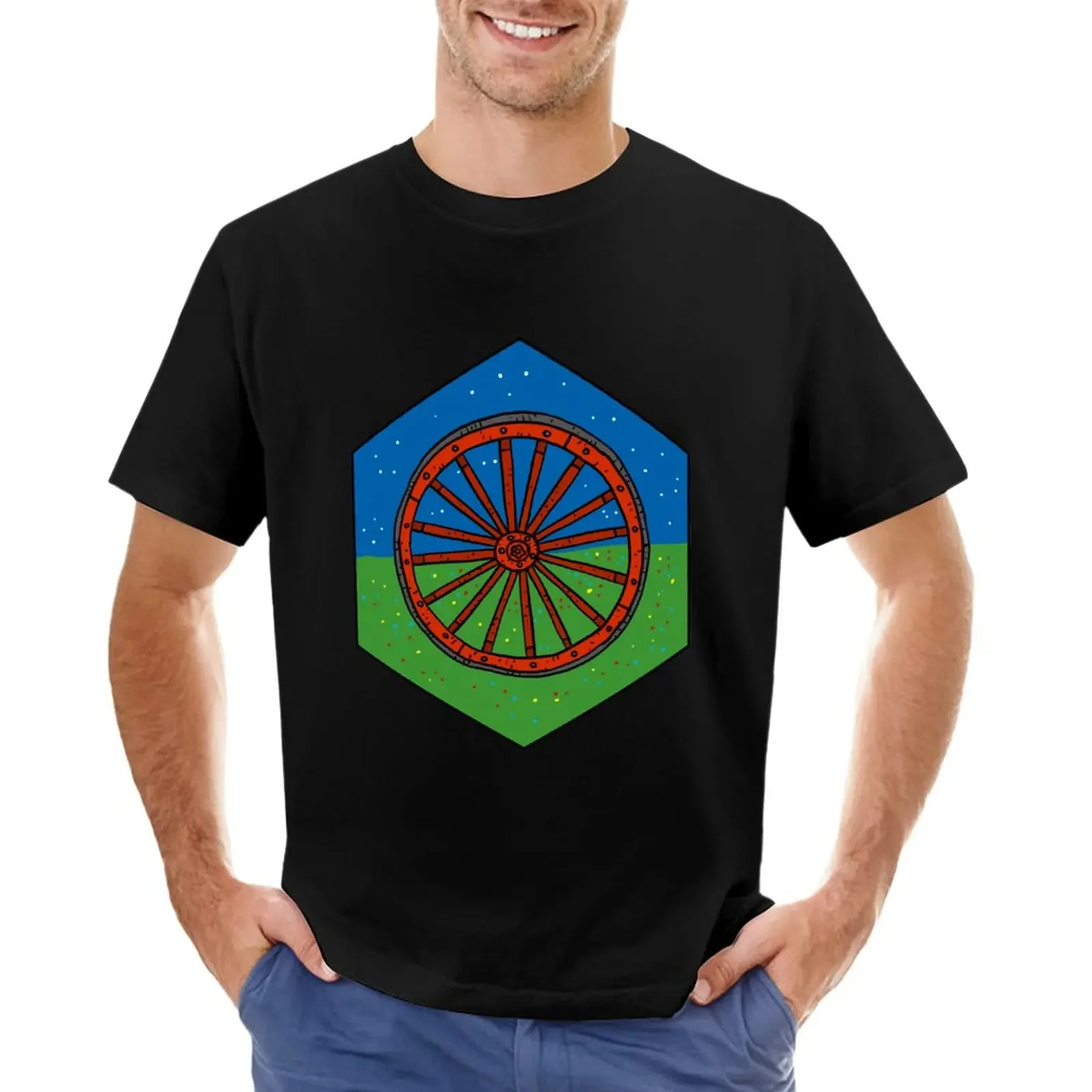 

the romani flag with stars and flowers. T-Shirt blacks quick drying kawaii clothes sublime mens vintage t shirts