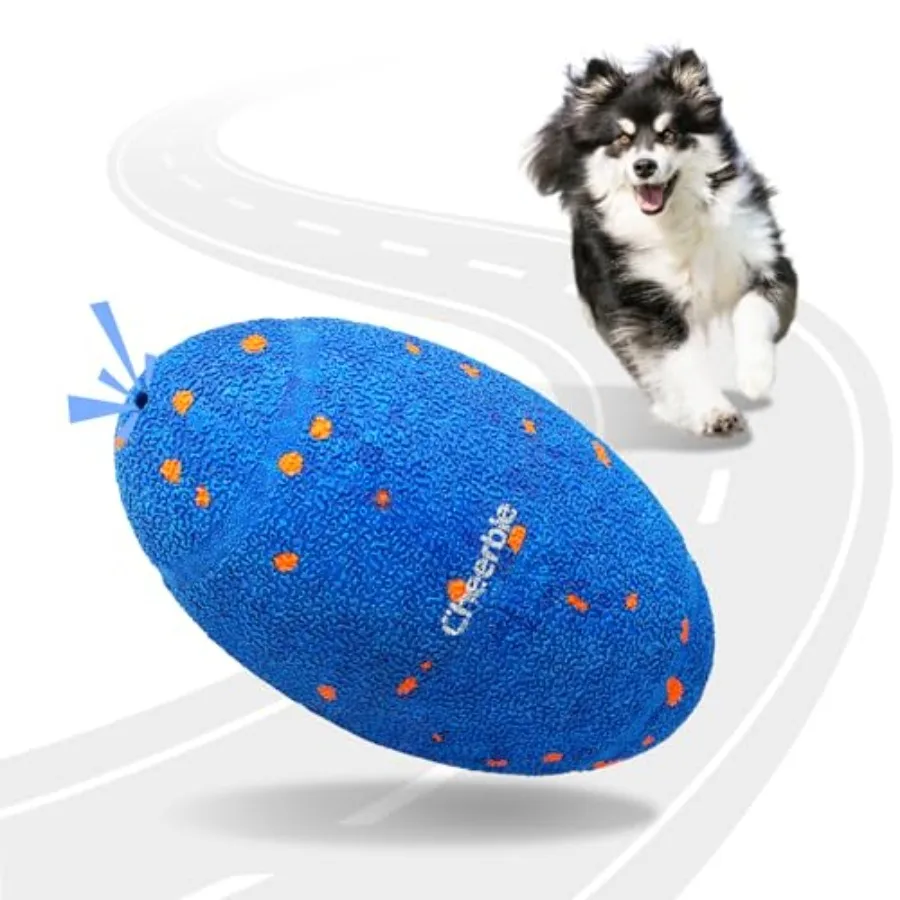 

Smart Interactive Dog Toy Wicked Rugby Squeaky Dog Toy Football Automatic Moving Bouncing and Rotating E-TPU Material Bouncing