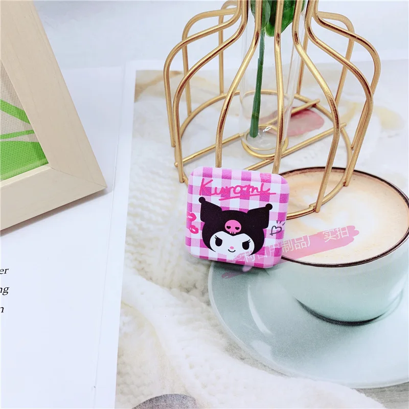 Kawaii Sanrio Phone Airbag Holder Hello Kitty Mymelody Kuromi Cinnamoroll Cute Anime Retractable Holder with Makeup Mirror Gift