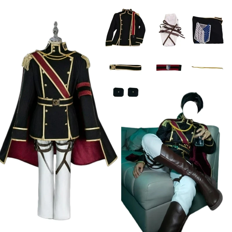 

Levi Ackerman Cosplay Costume Anime Rivaille Ackerman Cloak Coat Uniform Suit Halloween Carnival Party Christmas Cos for Man