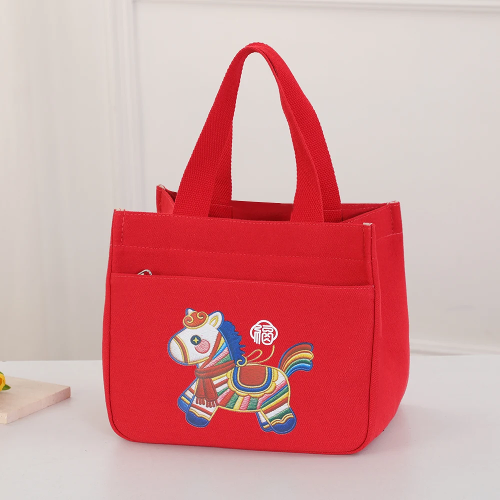

Handbag - Women's canvas lunch box - Large capacity tote bag - Food delivery bag - Fashionable and versatile