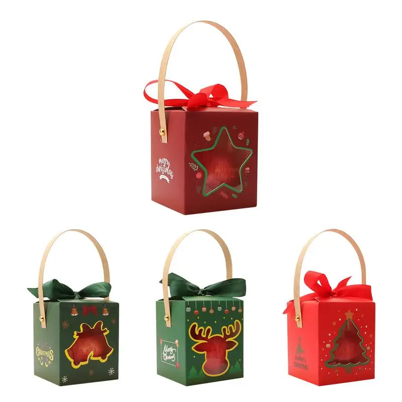 Christmas Cookie Containers Candy Containers For Treats Cardboard Bakery Boxes Christmas Favor Accessories With Window And