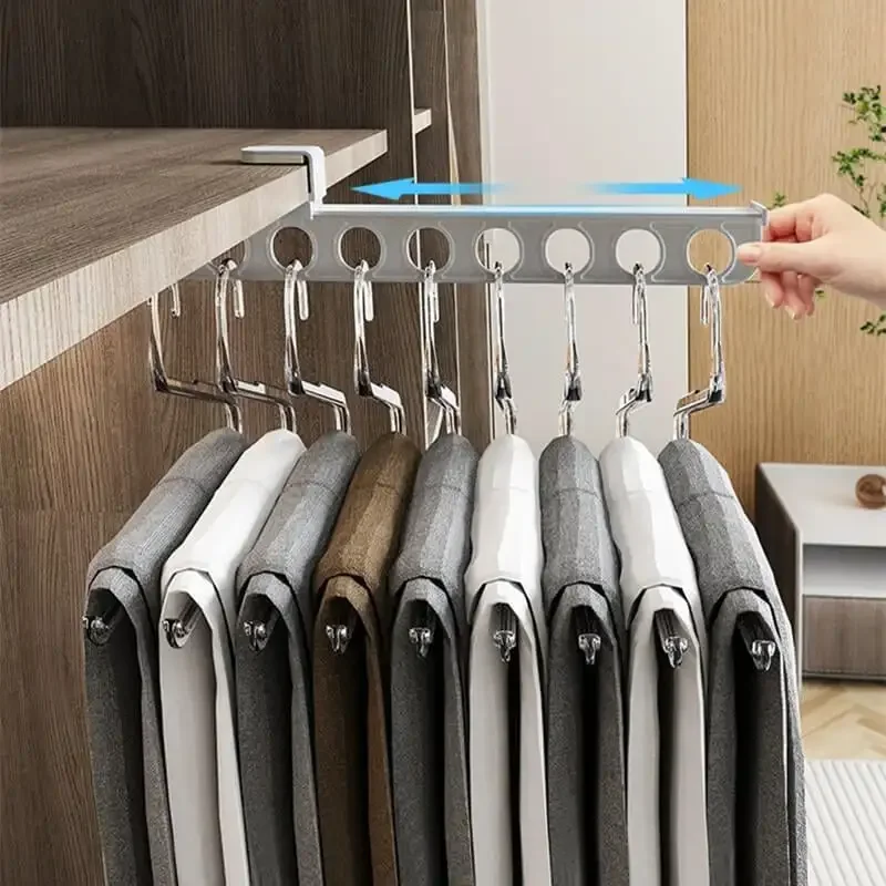 

Pull-Out Type Retractable Clothes Rack Cabinet hanging rod vertical pull-out top mounted trouser rack free of holes