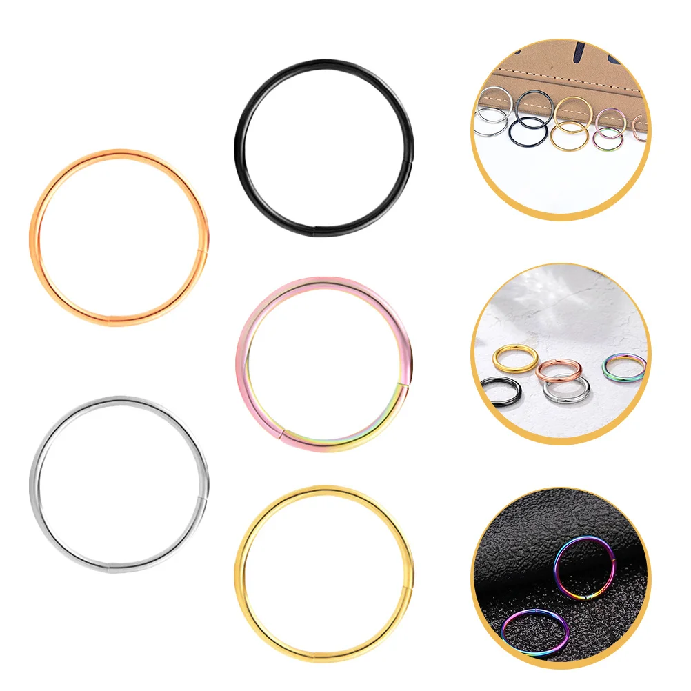 

5Pcs Stainless Steel Nose Hoops Nose Rings Fake Adjustable Body Piercing Jewelry for Women Comfortable Skin Friendly