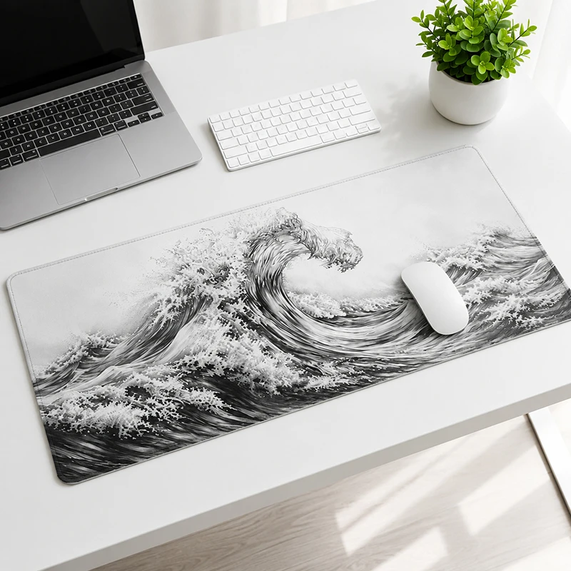 Mouse Pad Ink Wash Giant Wave Gamer printon demand Mousepad XXL Playmat MousePads Natural Rubber Non-Slip Carpet Mice Pad