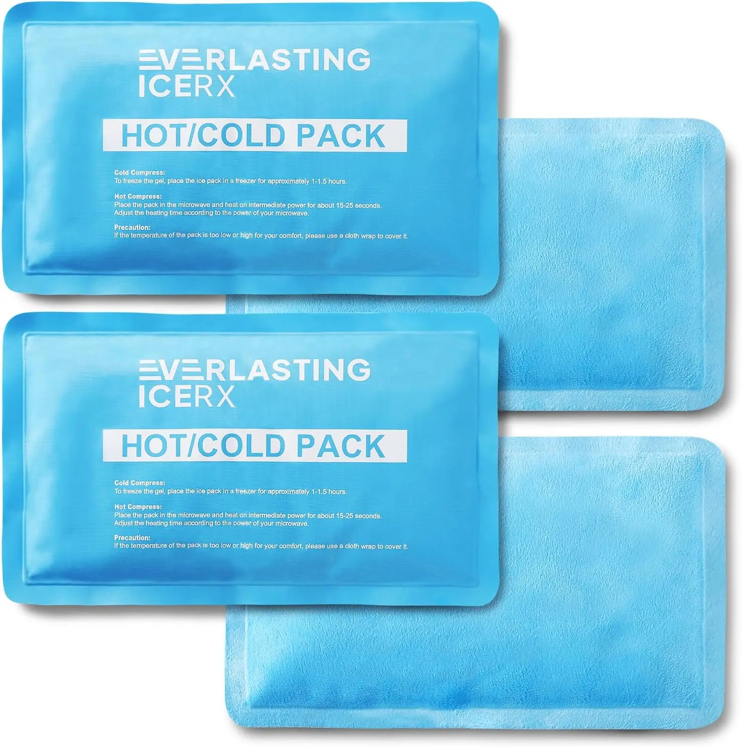 

4-Pack Reusable Gel Ice Packs - Hot/Cold Therapy for Pain Relief - 10x6 inch
