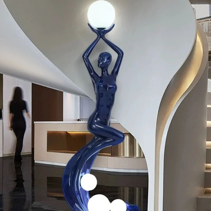 Adornos de escultura para decoración del hogar, lámpara de pie para sala de estar, figura abstracta, hotel