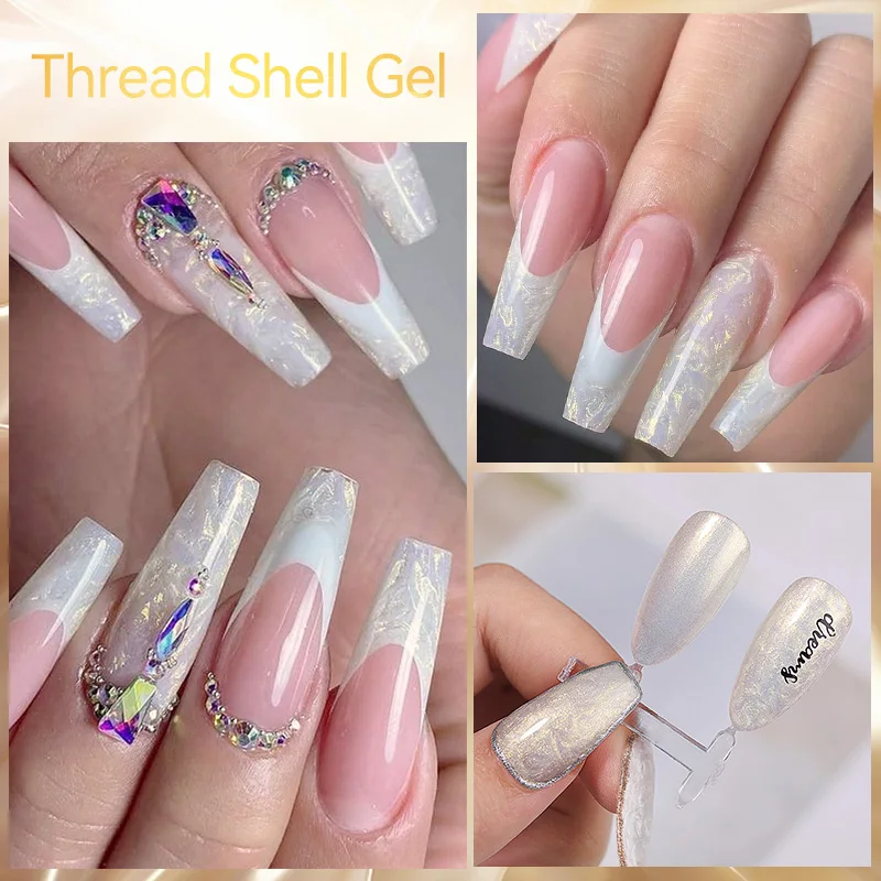 LILYCUTE 7ML 3D Auroras Fonkelende Glitter Parel Shell Draad Gel Nagellak Shining Kleurrijk Voor Manicure Base Top Coat UV gel