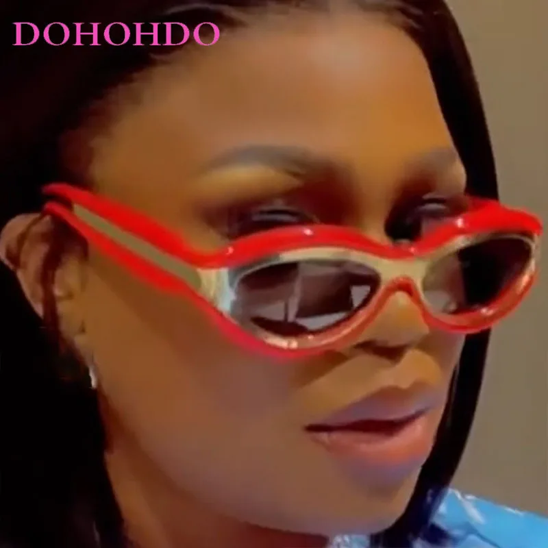 

Punk Personality Oval Thick Frame Women Sunglasses Y2K Luxury Brand Sunglasses Men Shade Outdoor Cycling Windproof Goggles UV400