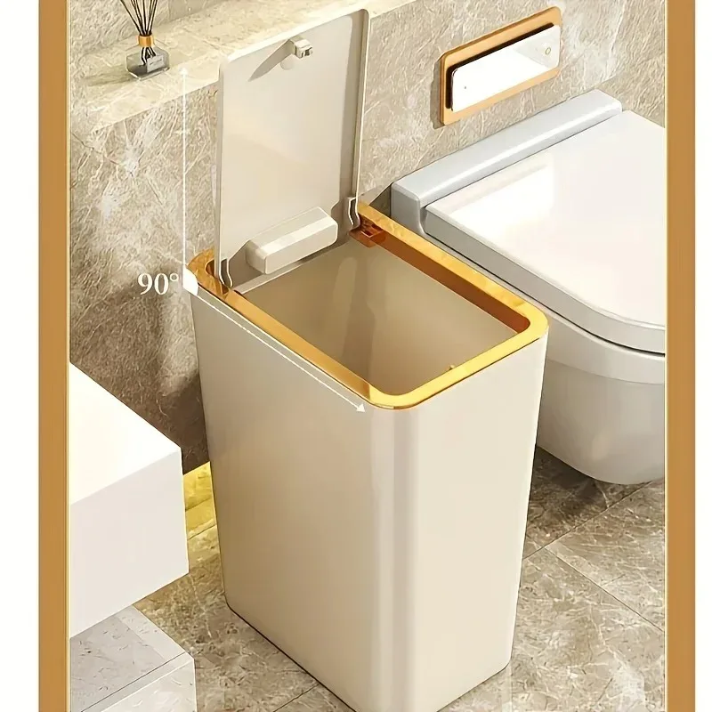 A8 Nordic Trash Can with One-Touch Lid Bin Deodorant Waterproof Dustbin Kitchen Living Room Small Wastepaper Basket
