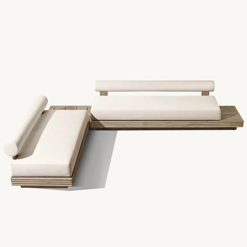 #Outdoor solid wood sofa for gardens and patios, minimalist designer outdoor balcony weather-resistant wooden furniture set
