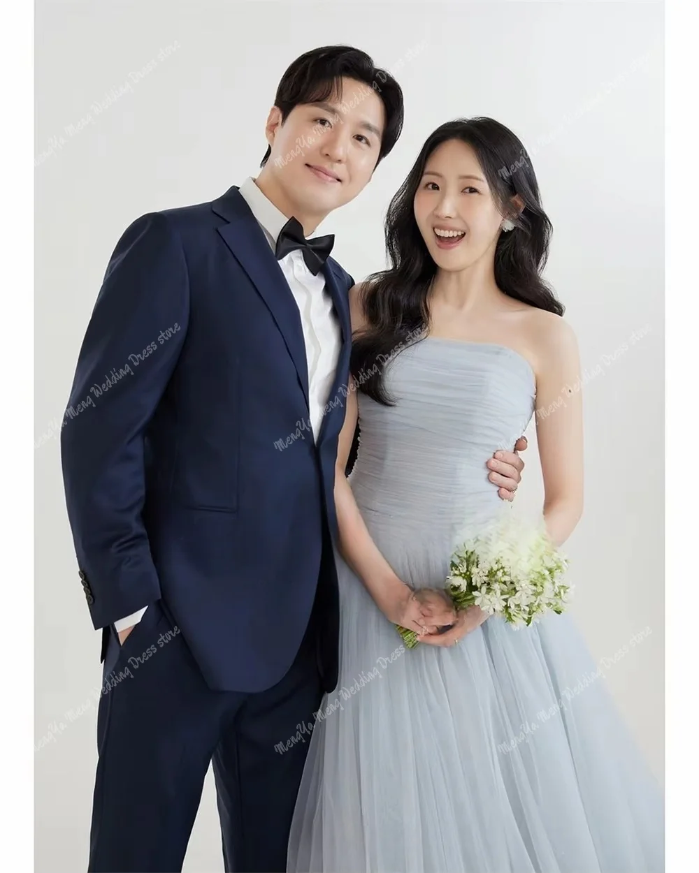ZHUISHU Elegant Sky Blue Korea Wedding Dresses Strapless A-line Bridal Gown Fariy Soft Tulle Photo Shoot Dresses Customized 2025