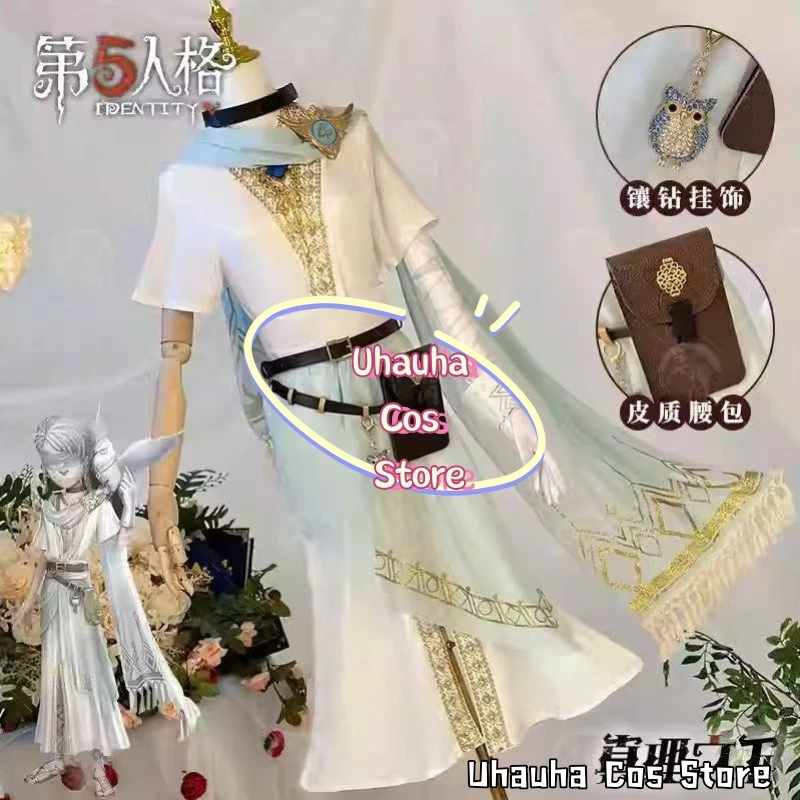 Seer Cosplay Spiel Identität V Kostüm Mittelalter Retro Weiß Wunderschöne Kampfuniform Anime Party Rolle Outfits Perücke Schuh Requisite Anzüge