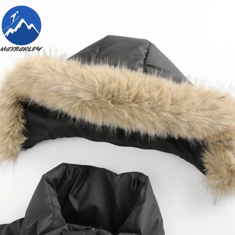 Luxury Mens Padded Jacket Comfort Hiking Travel Thickened Warm PU Coats Premium Detachable Fur Collar Hood Winter Cotton Coat