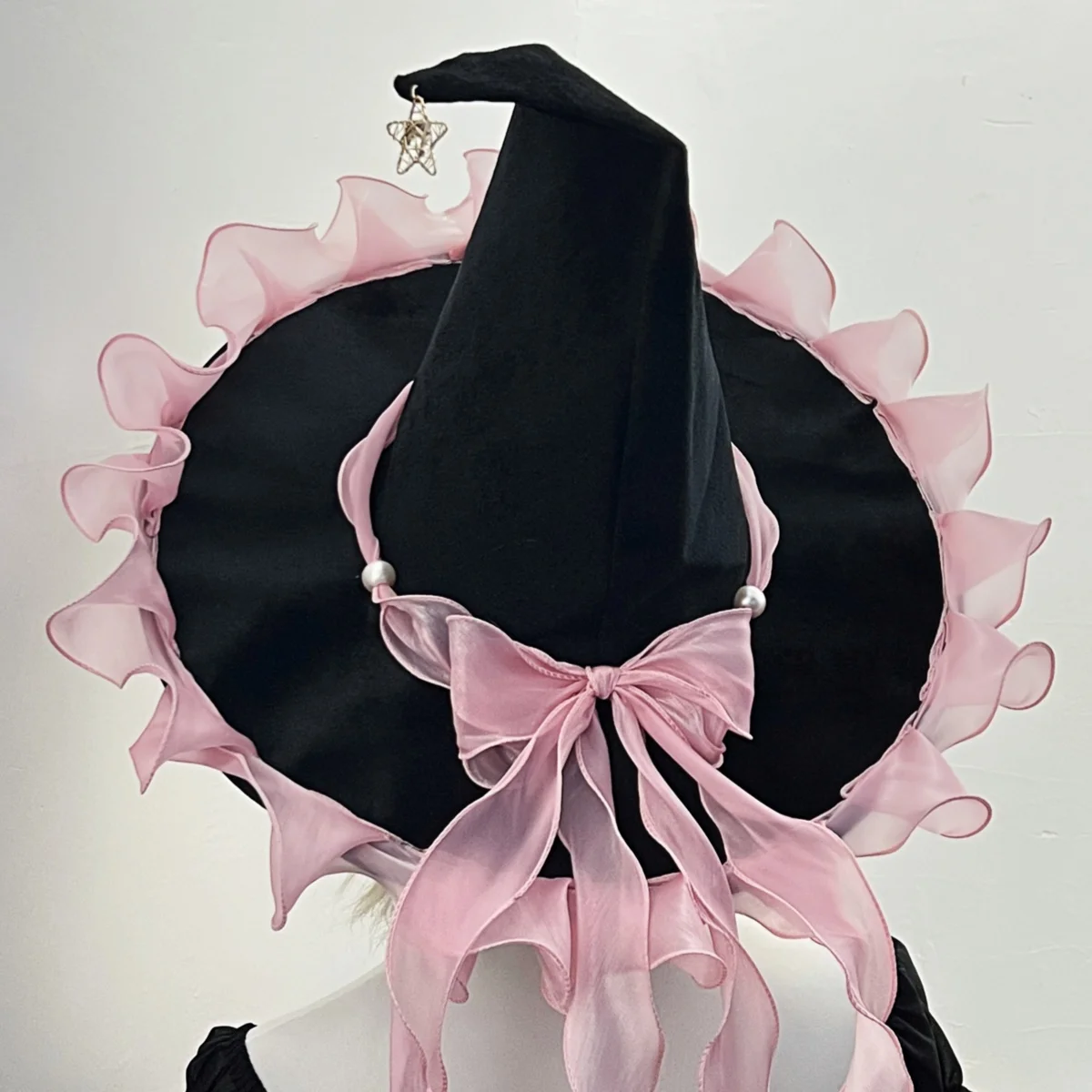 

Кружевные остроконечные шляпы ведьмы ручной работы, бандажная шляпа волшебника с бантом для взрослых, готическая Лолита, карнавальный костюм, аксессуары, шляпа для Хэллоуина