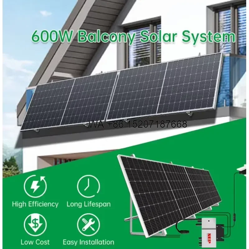 Wmwmnu 800W Plug and Play Balcony Solar Kit with Microinverter On Grid Small Solar Power Plant for Home