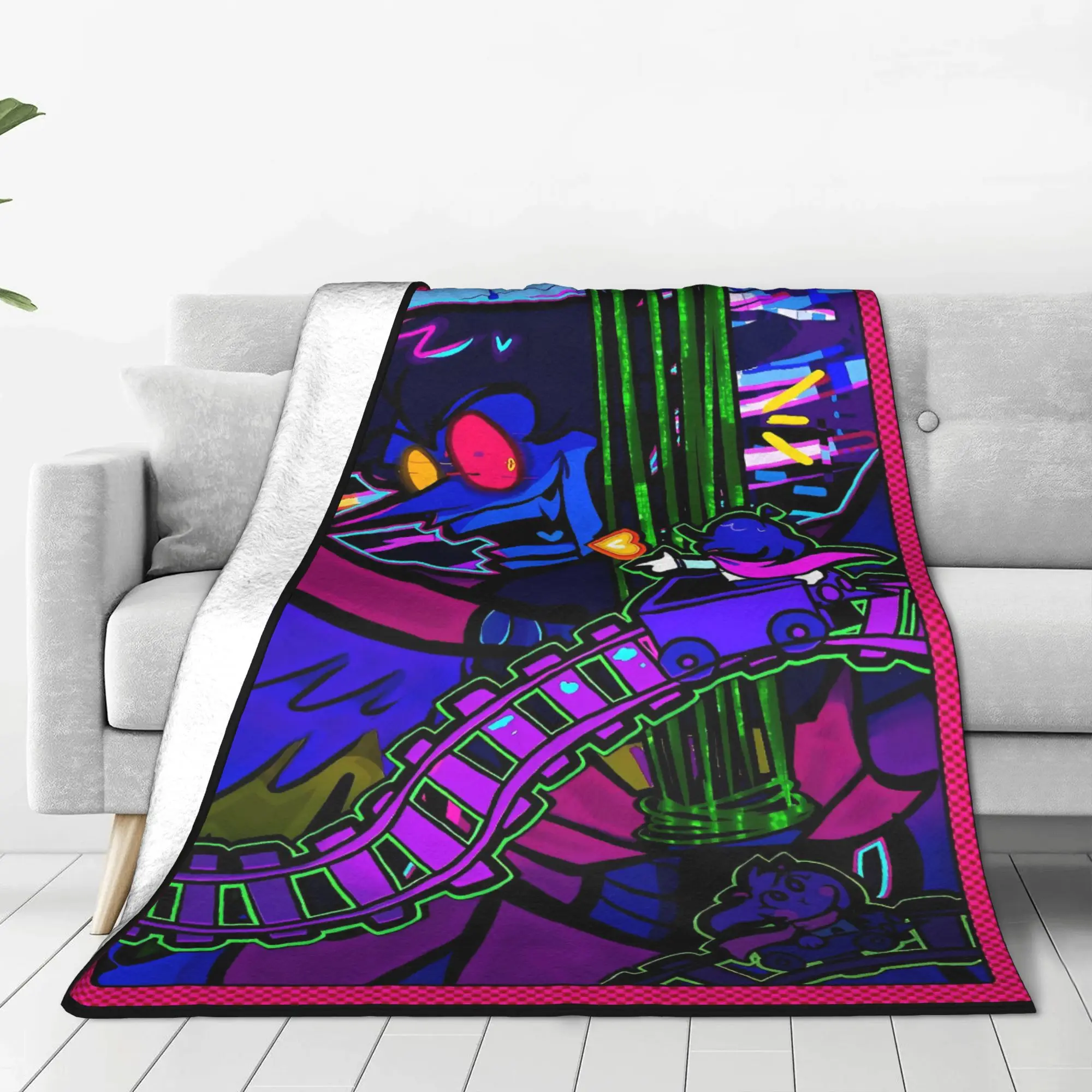 Tenna Deltarune Game It’s TV Time Meme Super Warm Blanket Plush Throw Blanket Funny Bedroom Flannel Bedspread Sofa Bed Cover
