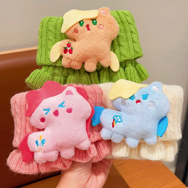 

Детский шарф Miniso на осень и зиму для девочек, кукла с рисунком пони, вязаный шарф для маленьких девочек, ветрозащитный теплый чехол на шею