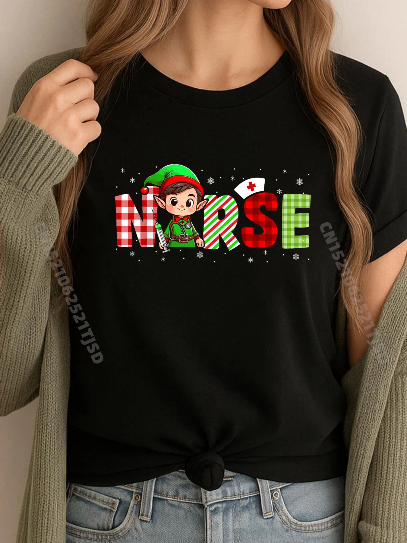 

Медсестра Elfnurse Job Christmas Elf Colorful Team Мужская одежда Летняя женская одежда Хип-хоп