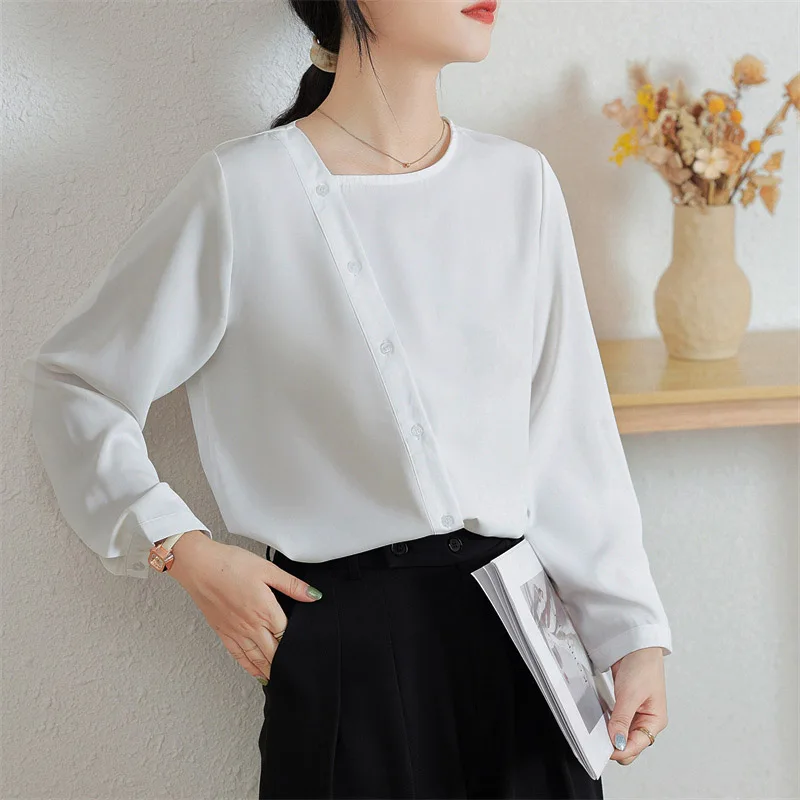 Autumn Elegant Korean White Women's Blouse 2023 New Long Sleeve Casual Loose Office Ladies Shirts Tops Female