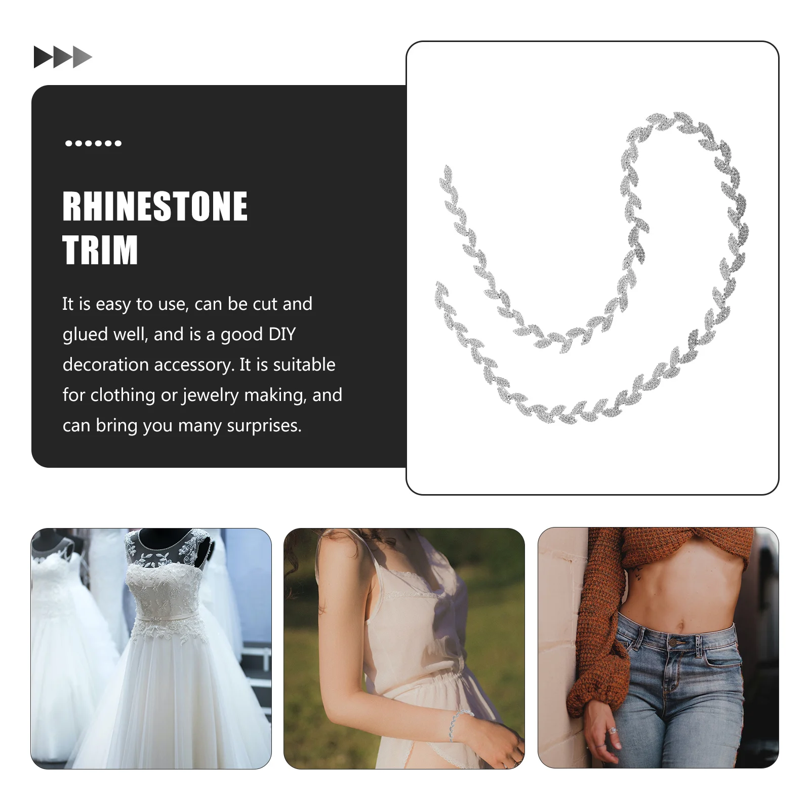 

Leaf Shape Rhinestone Chain Sparkly Clothing Trim Diy Wedding Dress Crystal Claw Chain Costume Accessory Sewing Craft