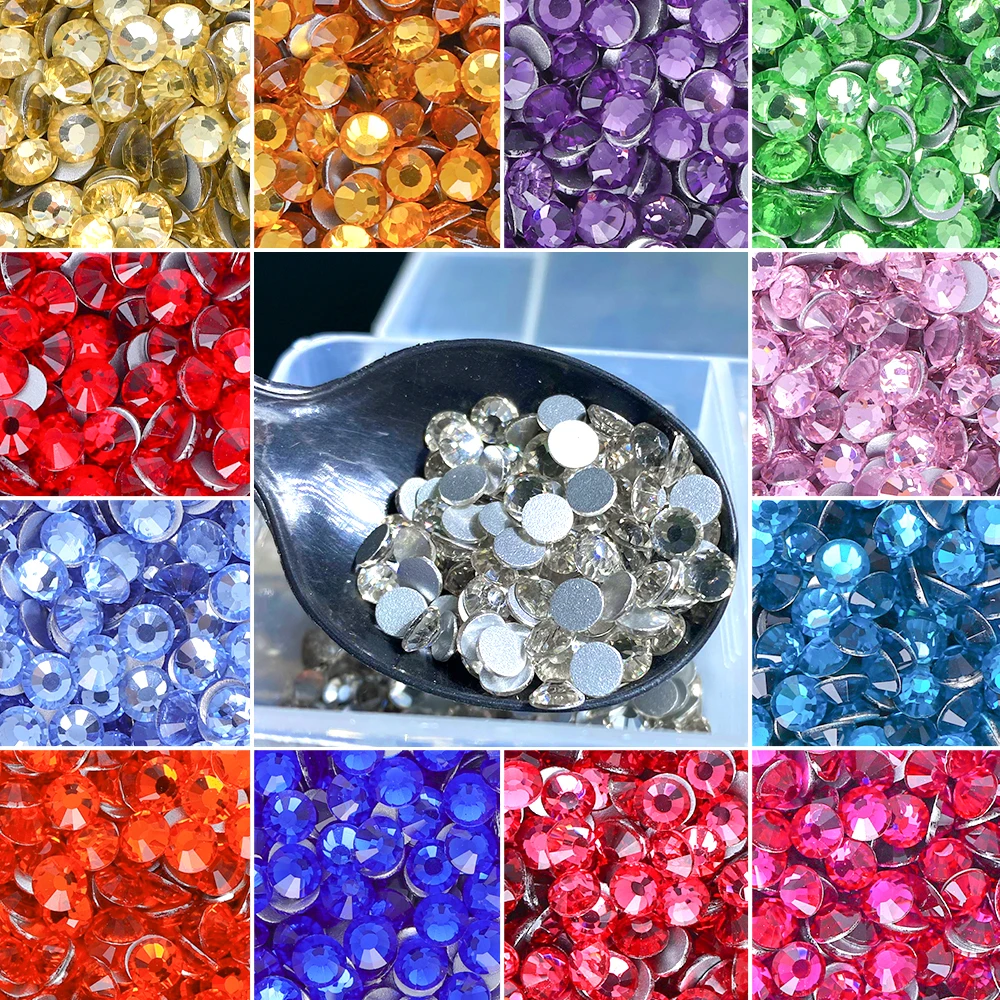 SS3-SS30 Non Hotfix Glass Rhinestone Flatback Crystals Stones Glitter Diamond Gems Nail Art DIY Accessories for Nail Clothing