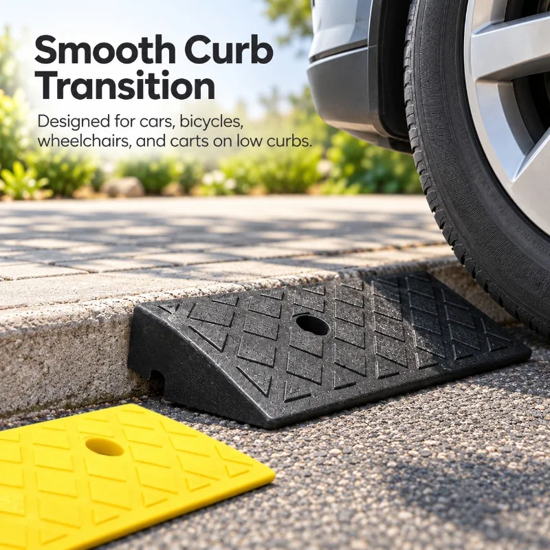 1/2/3/4PCS 40mm Plastic Kerb Ramp Non-Slip Threshold Ramp for Cars Bicycles Wheelchairs Smooth Outdoor Driveway Curb Access