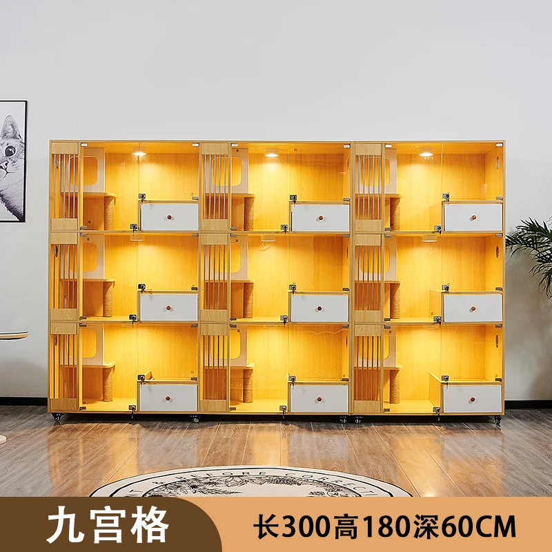 

Custom cat villa solid wood pet store glass cat breeding cabinet display cabinet foster cabinet cattery