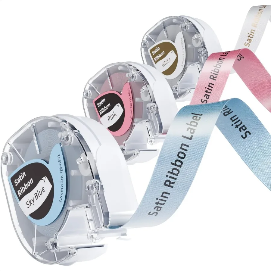 

P12 Лента для изготовления этикеток Атласная лента Лента для печати этикеток P12 Лента для печати этикеток для подарка Свадебное ремесло Работа 12 мм x 2 м Работа с Dymo LetraTag